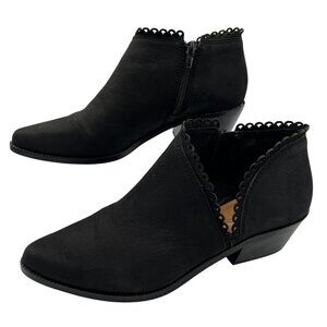 Costa Combo Nameria NEW Women 8M Black Leather Bootie Ankle Scalloped Cutout Zip